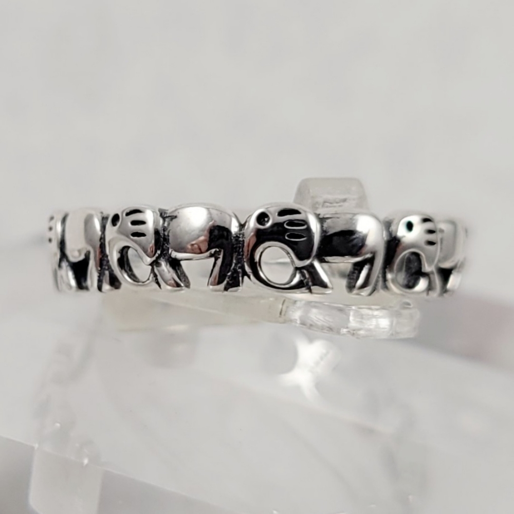 Sterling Silver Elephant Eternity Band - Picture 10 of 13